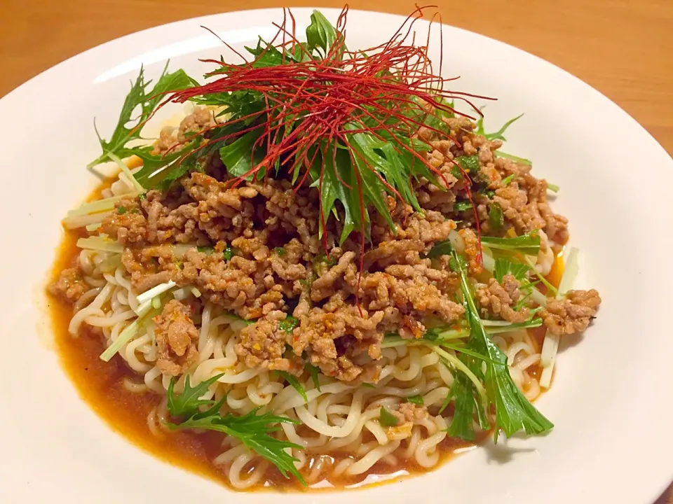 冷し担々麺風黒酢みそラーメン #サッポロ一番みそラーメン #冷やしラーメン|角康広さん