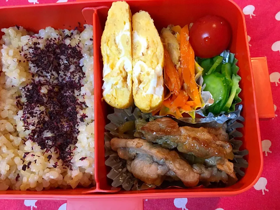 ☆6/30今日のお弁当☆〜焼肉、だし巻き卵、人参しりしり、きゅうりの塩もみ、トマト〜|Satokoさん