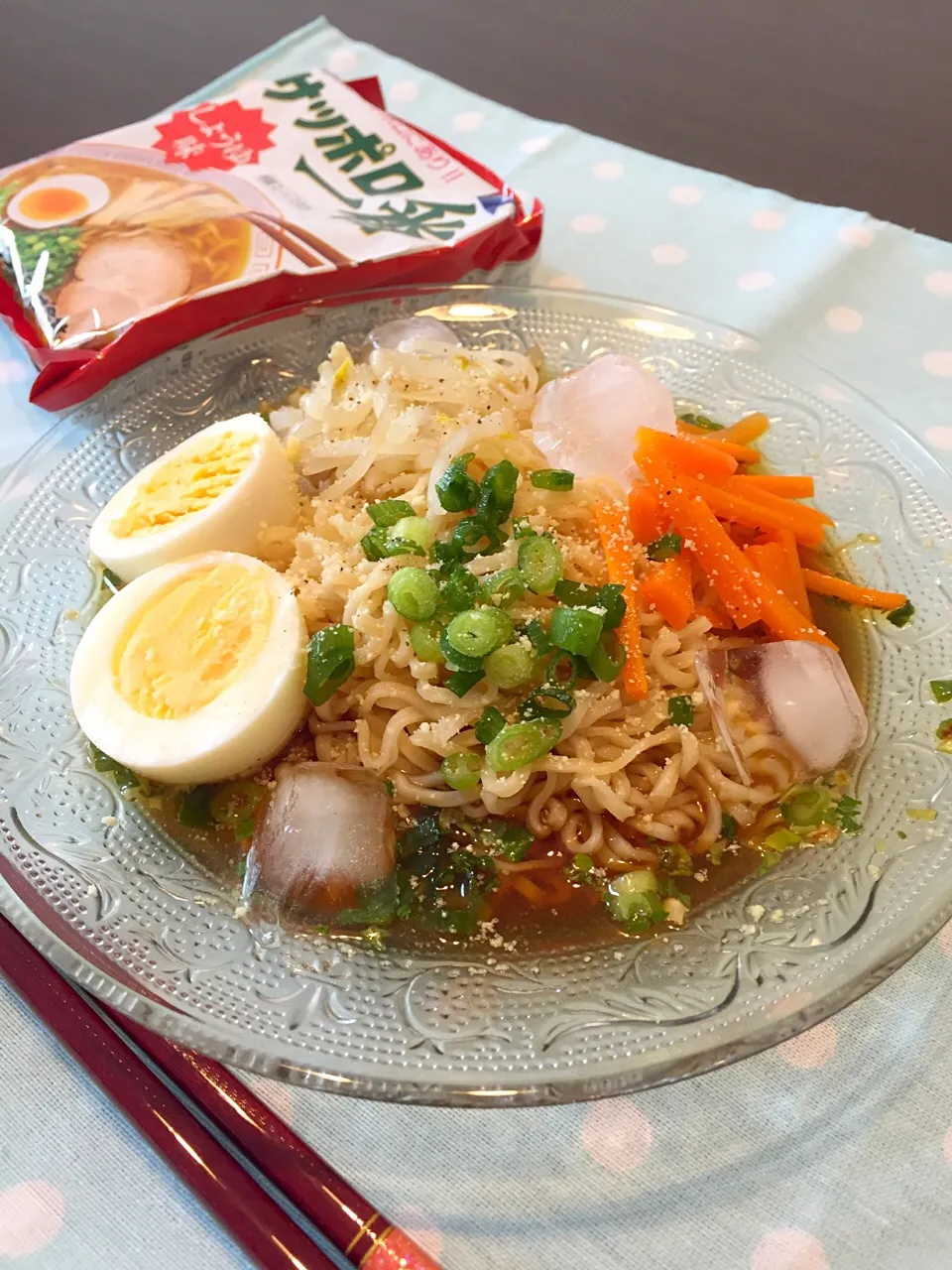 Snapdishの料理写真:サッポロ一番冷やし醤油ラーメン|mikaさん