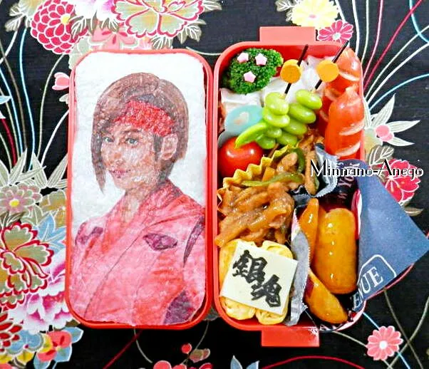 銀魂『村田鉄子/早見あかり』弁当
 #オブラートアート
 #似顔絵弁当|みんなのあねごさん