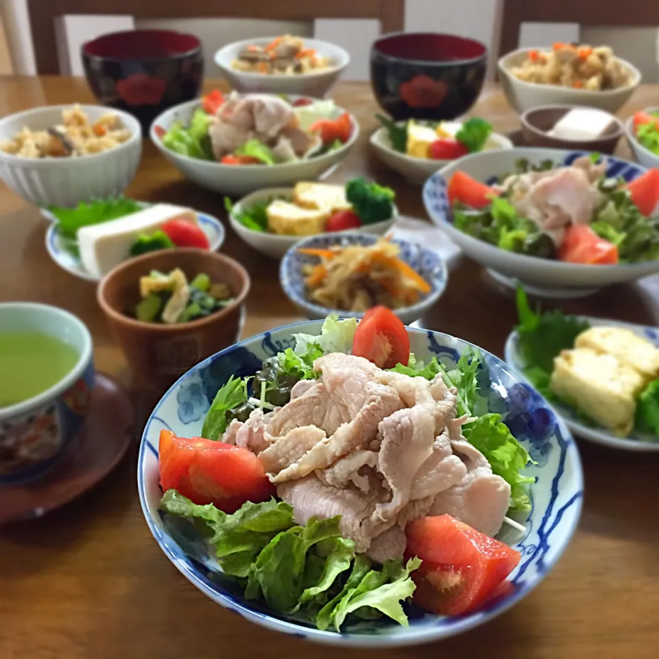 炊き込みご飯と豚しゃぶサラダ御膳|ゆかりさん