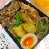 おはようございます☀
今日は小学校の参観日。
リクエストでお肉たくさん弁当🍱 with えんどう豆ごはんにしました。|Singer  Mikaさん