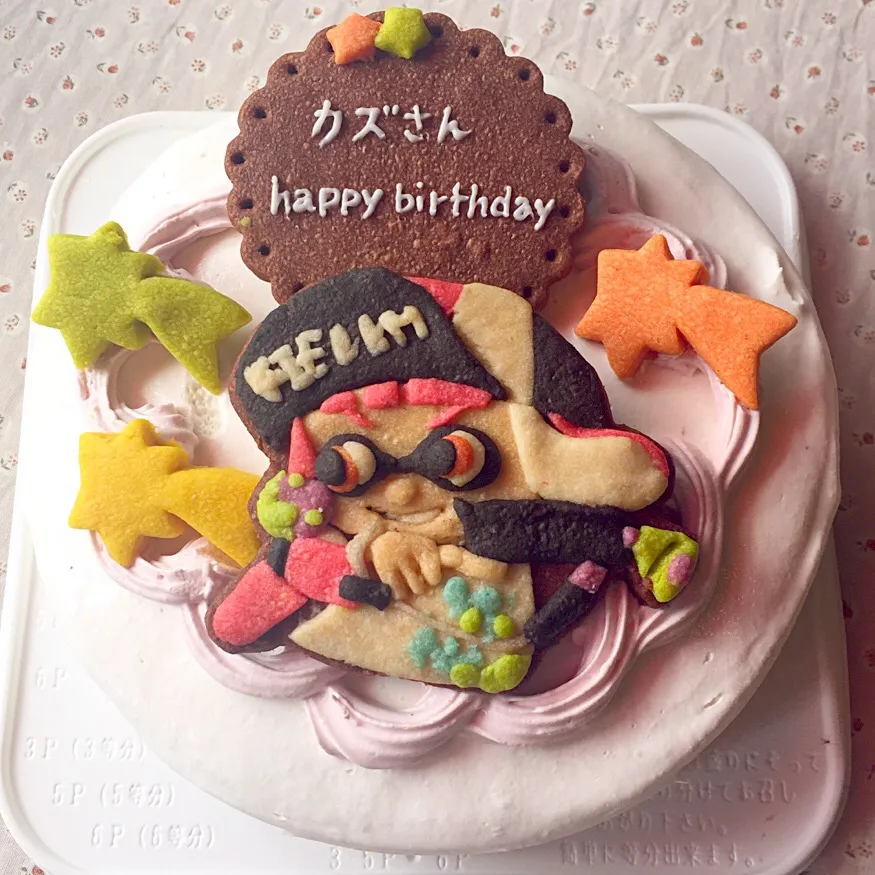 Snapdishの料理写真:スプラトゥーン2#スプラトゥーン #お誕生日ケーキ #バースデーケーキ #お誕生日ケーキ #ケーキ #クッキー #国産小麦粉使用#アレルギー対応ケーキ #乳製品不使用|サント*シャペルさん