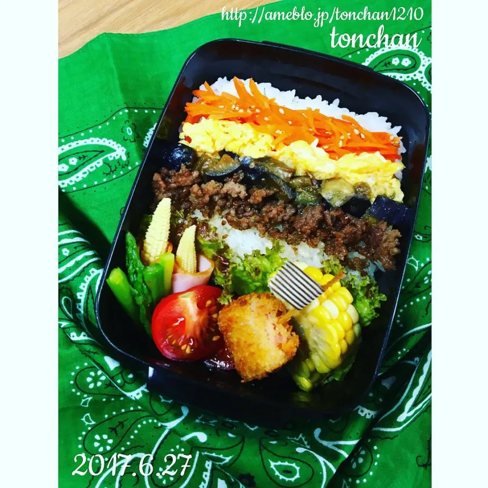 #徒然お弁当きろく #お弁当 #お弁当記録 
#ビビンバ #ビビンバ弁当 #ビビンバ丼|tonchanさん