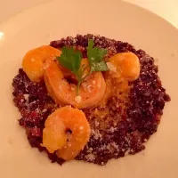 Tiger shrimp with purple risotto|HLさん