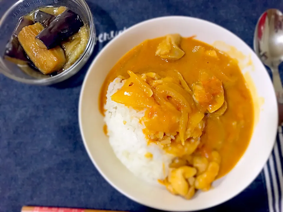 *トマトチキンカレー
*揚げなすひたし|あかねまるさん