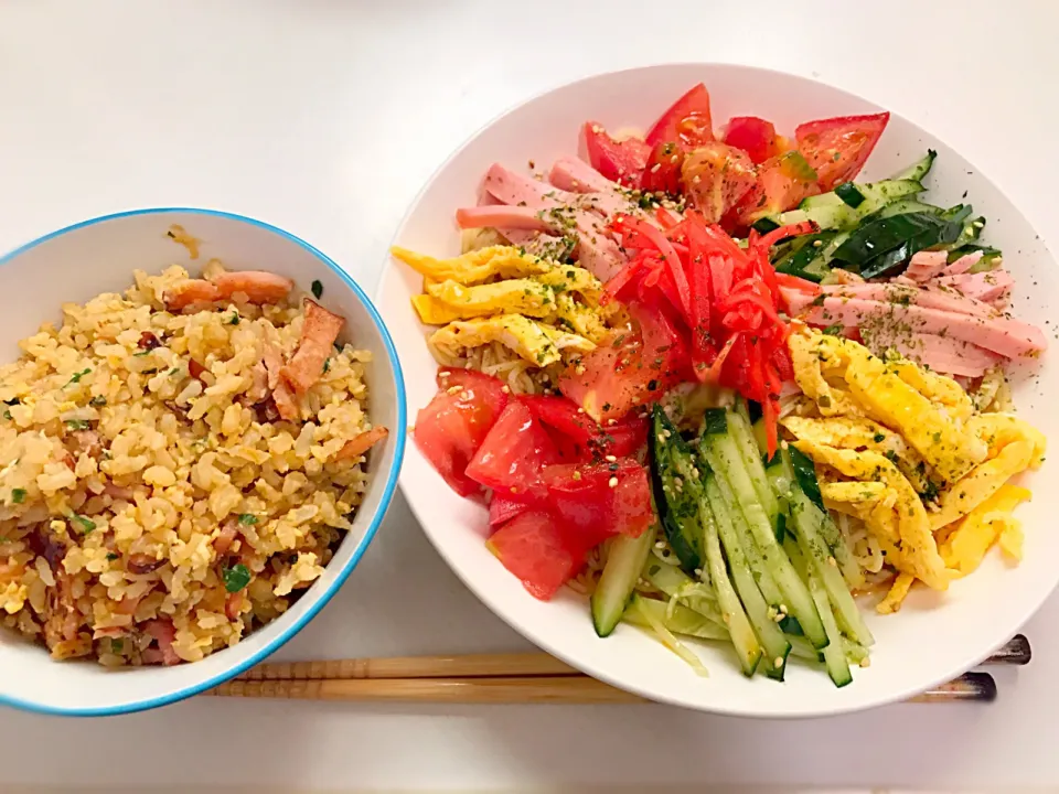 冷やし中華とチャーハン 彼氏飯|しおり。さん