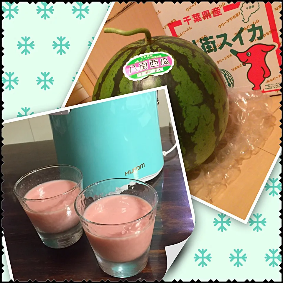 スイカ🍉とバナナ🍌のスムージー😋|いしくん。（たまご王子🥚🐣🐥🐔）さん