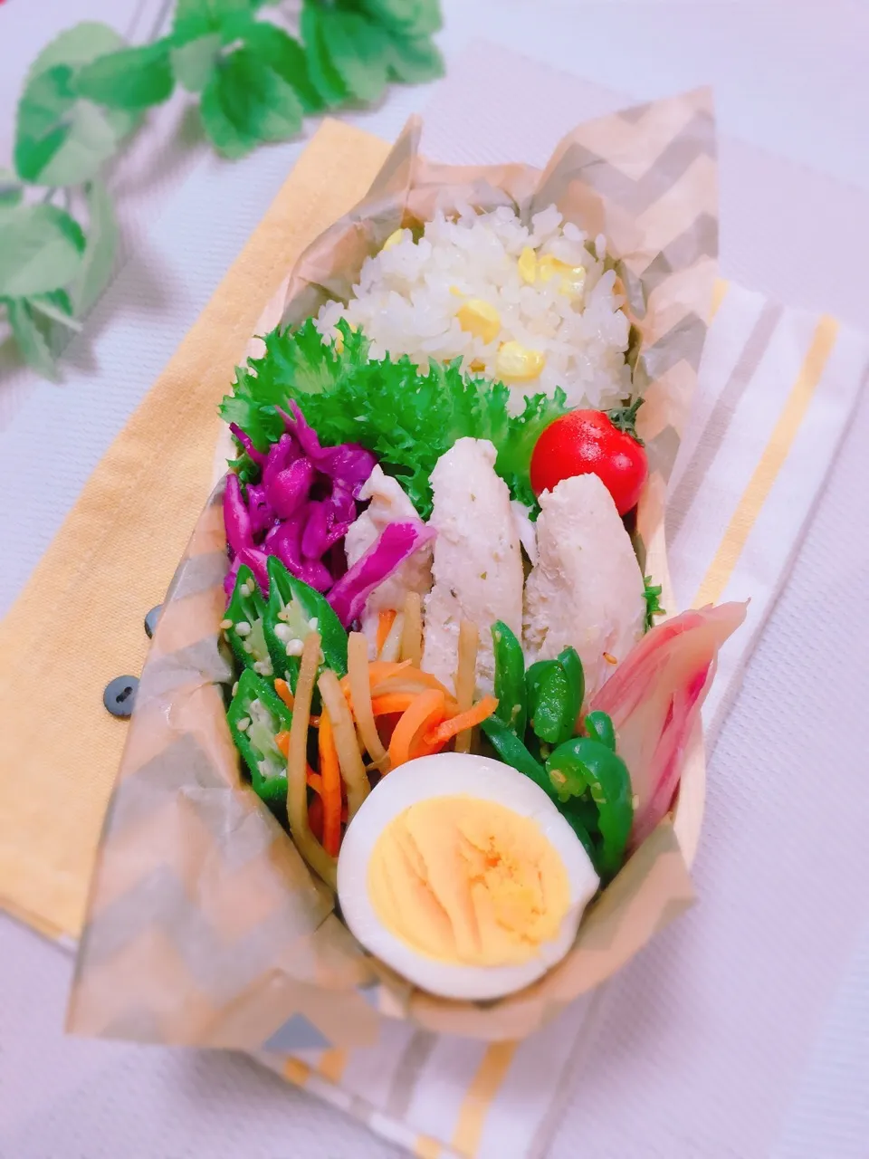 Snapdishの料理写真:＊夏野菜ぎゅぎゅっと弁当＊#手作り弁当 #お弁当 #夏野菜#とうもろこしごはん|sa12aiさん