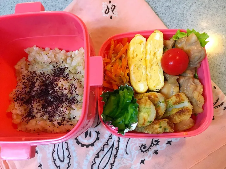 ☆7/3今日のお弁当☆〜鶏の照り焼き、ちくわの磯辺揚げ、だし巻き卵、人参しりしり、きゅうりの塩もみ、トマト〜|Satokoさん