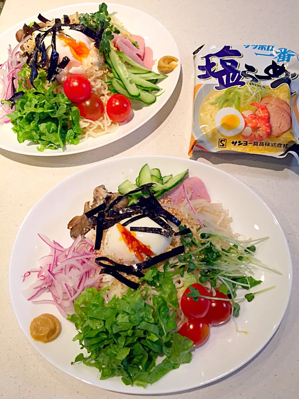 サッポロ一番塩ラーメンで冷やしラーメン
#サッポロ一番塩ラーメン #冷やしラーメン #暑い日|まいさん