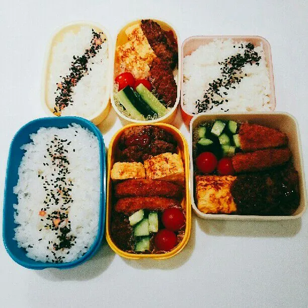 Snapdishの料理写真:7/4(火)の3人弁当🍱|ふみぃさん