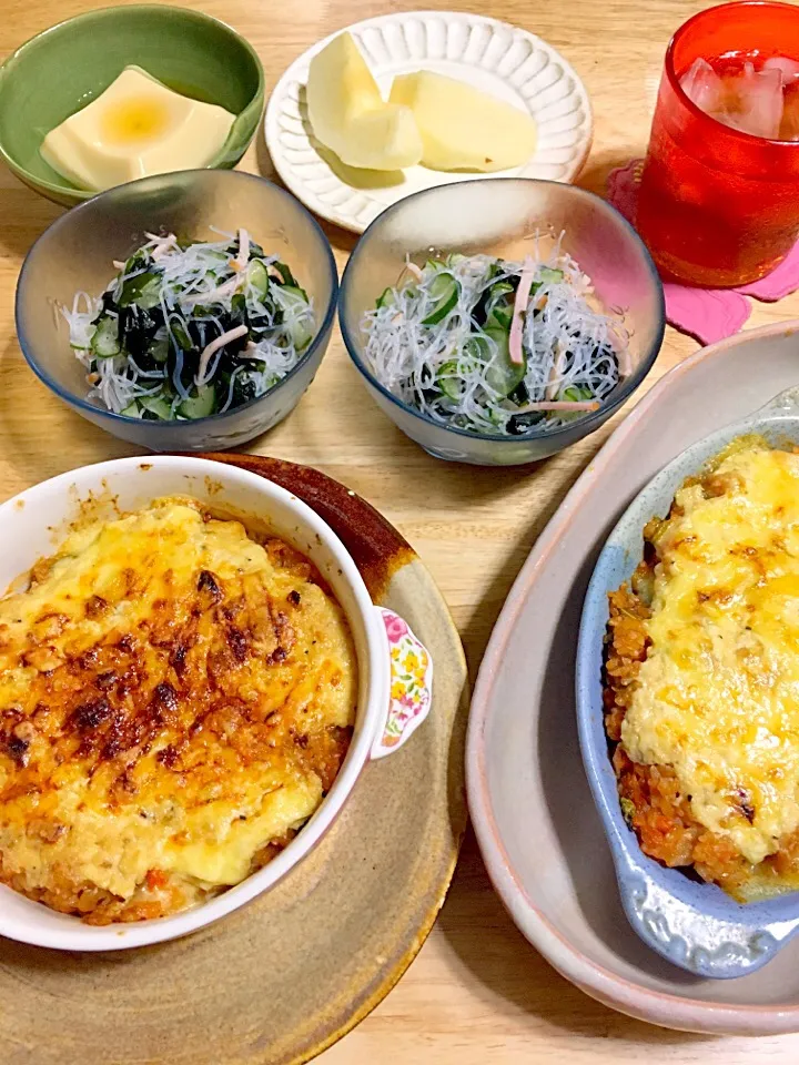 昨日の晩御飯´◡`お豆腐ホワイトソースでチキンドリア🎵🎵🎵|さくたえさん