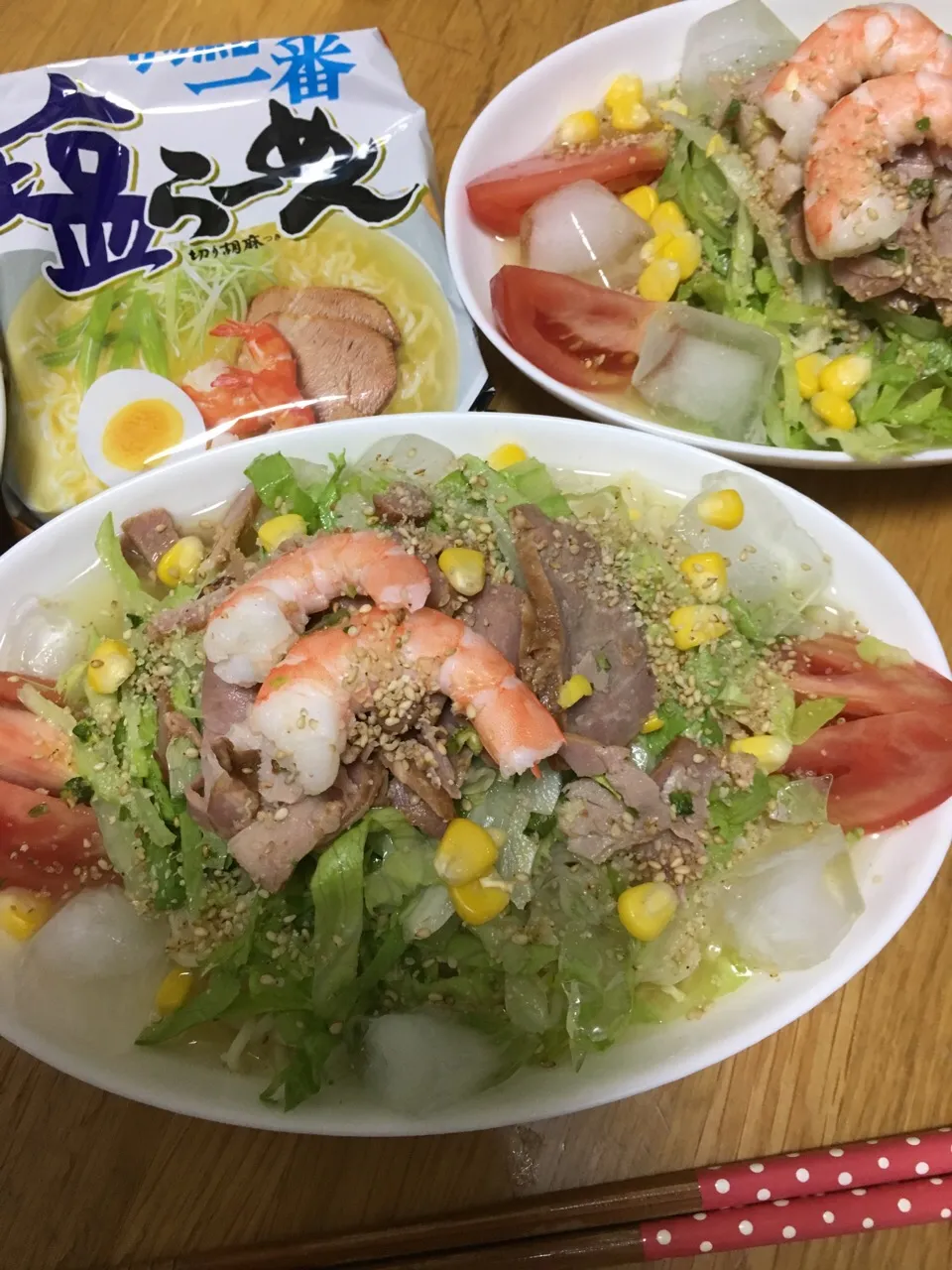 Snapdishの料理写真:頂きましたサッポロ一番で冷やしラーメン始めましたよ〜
#冷やしラーメン #夏は冷やしてサッポロ一番 #夏ご飯#ラーメン|こむぎさん