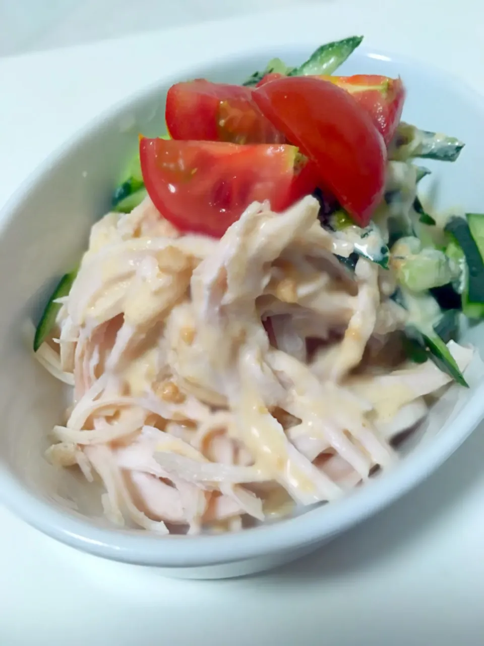 大急ぎおかず💪塩麹で棒棒鶏 きな粉で手作りドレッシング🍴🙏🏻|Ryokoさん