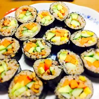 Snapdishの料理写真:Veggie sushi for dinner🥒🥕🍚|Berry Berriesさん