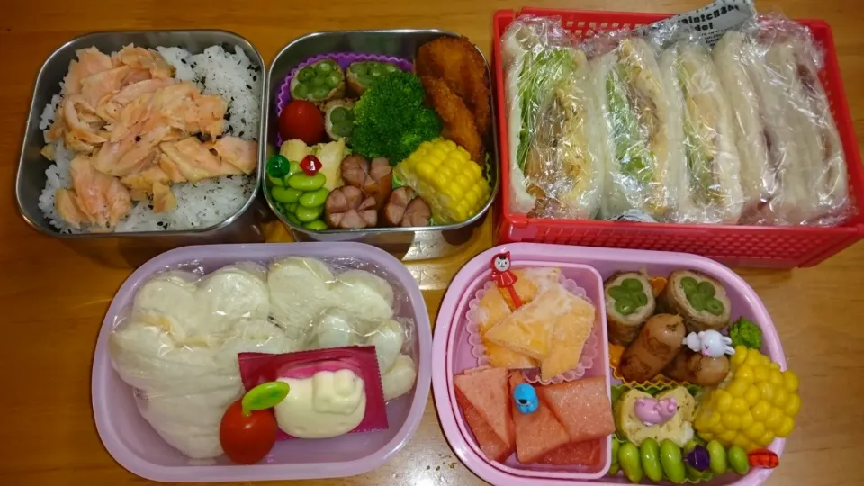 6月5日鮭弁 サンドイッチ 弁当|あけみさん