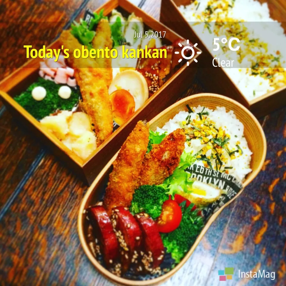 Snapdishの料理写真:お父さん、高校男子  ししゃもフライお弁当(*^o^*)/

#お弁当日記 #曲げわっぱ #お父さん弁当 #高校生男子弁当 #ししゃもフライ|カンカンさん