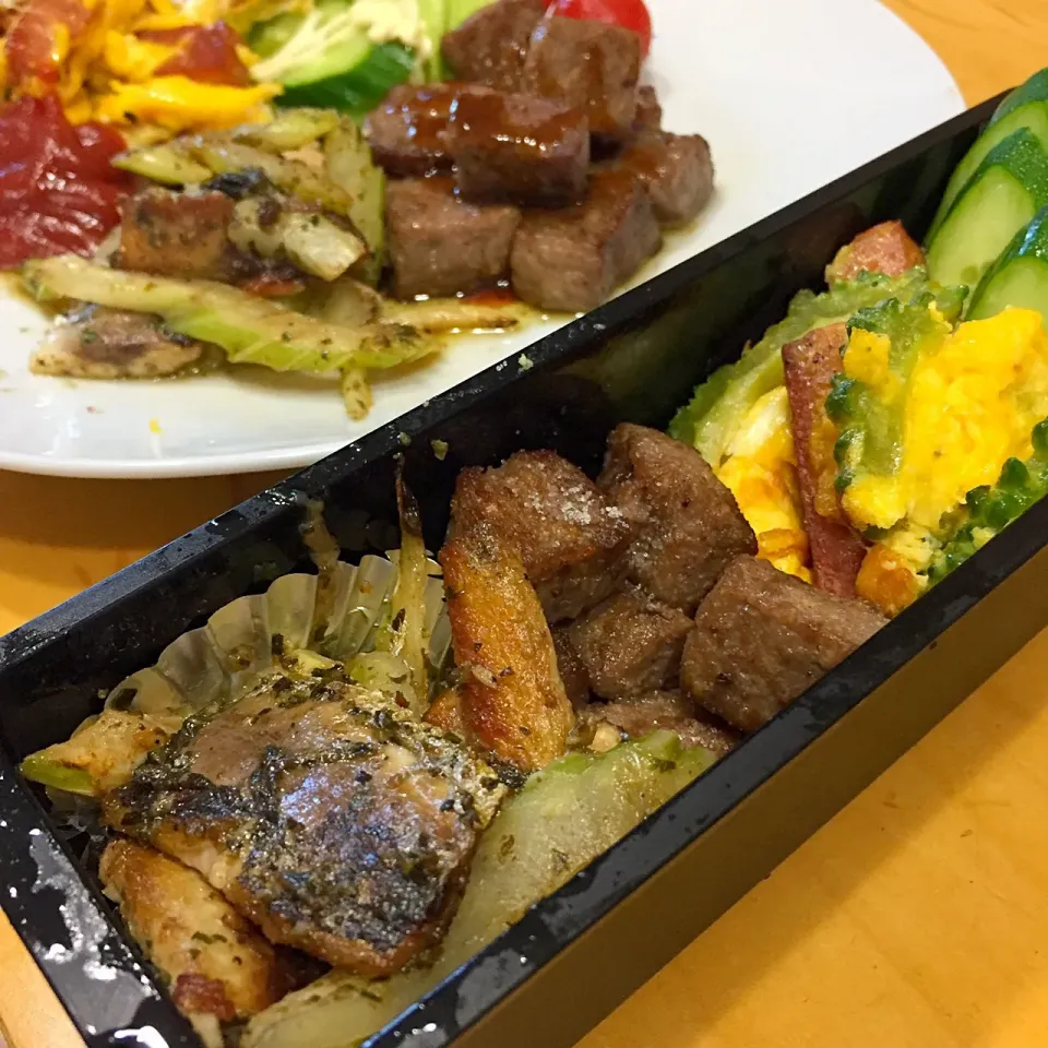 Snapdishの料理写真:今日の親父弁当！|沖縄「ピロピロ」ライフさん