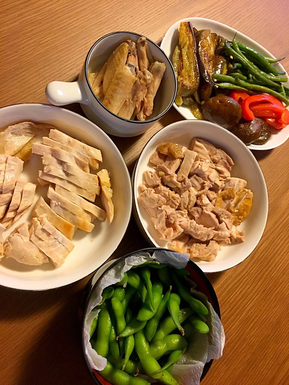 グリルチキン、野菜の夕飯|千原さん