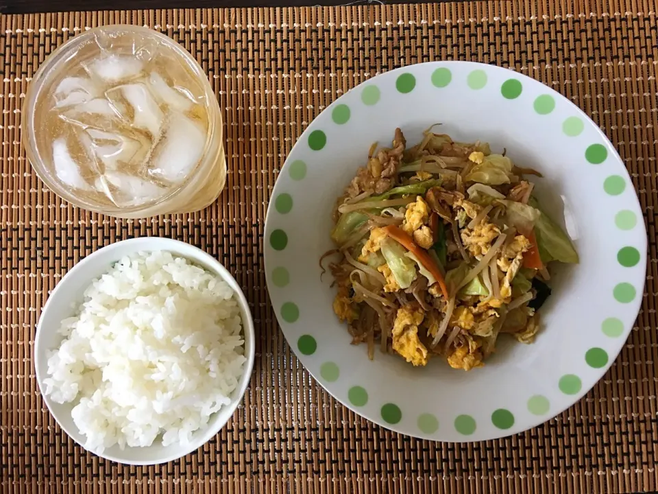 豚肉野菜炒めご飯|ばーさんさん