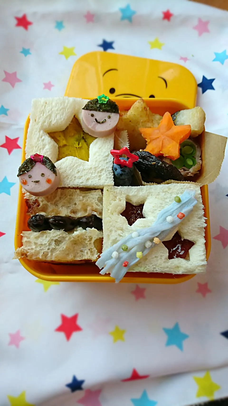 七夕サンドイッチ弁当 #七夕 #幼稚園弁当 #まごわやさしい|Namidarmさん