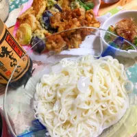 Snapdishの料理写真:稲庭うどんと夏野菜天ぷら|ckck117さん