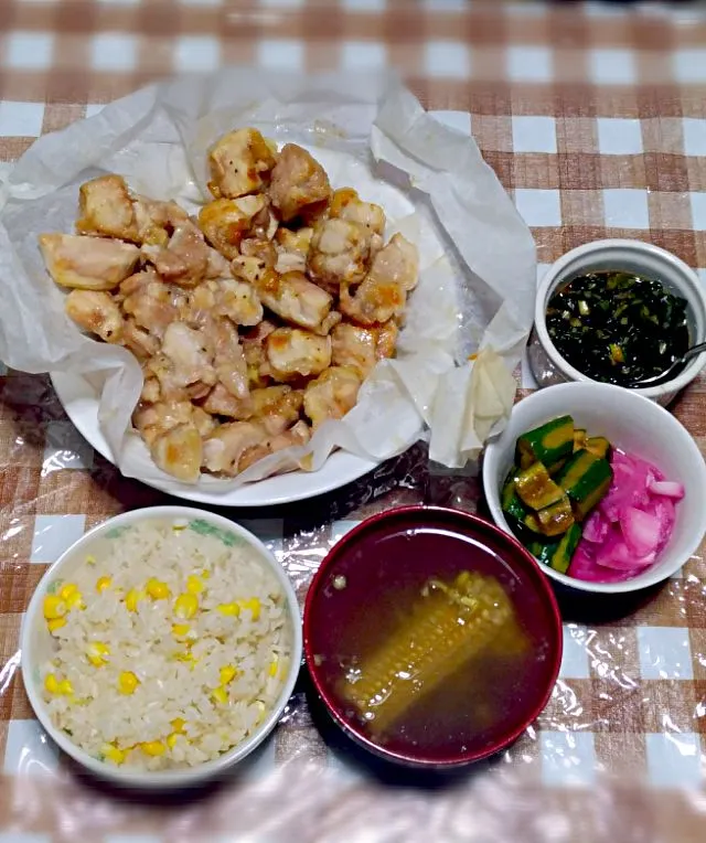 オーブン唐揚げ
紫玉ねぎの酢漬け
キュウリの醤油漬け
万能韮|時雨さん