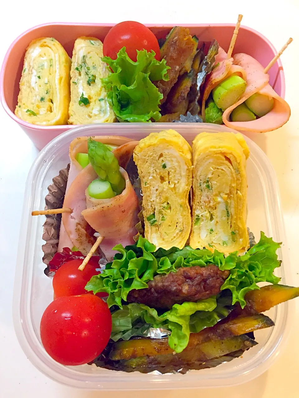 ♡今日のお弁当♡

#ネギ入り卵焼き#アスパラベーコン#ハンバーグ#プチトマト#かぼちゃの照り焼き|りんりんさん