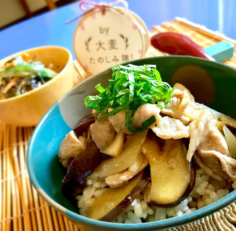 昼ごはん  豚と茄子のオイスター黒酢炒め丼|砂雪さん