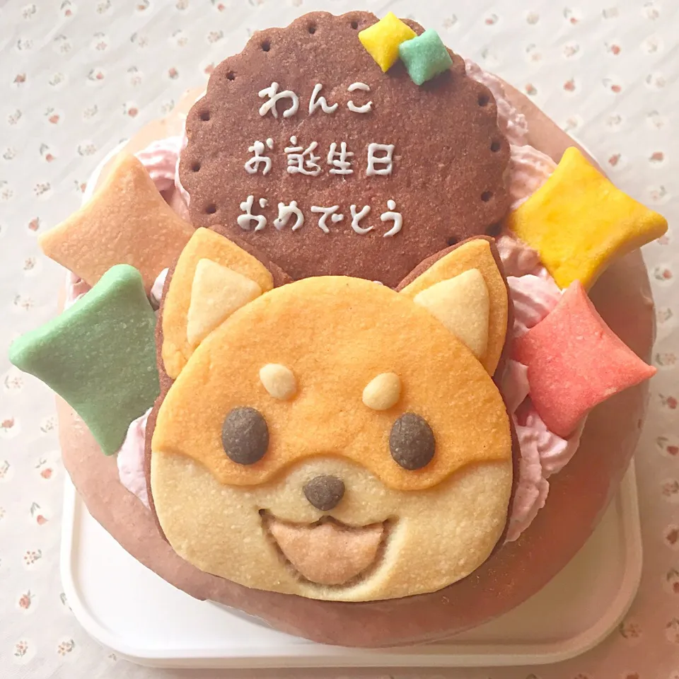 わんこのお誕生日#犬 #似顔絵#バースデーケーキ #デコレーションケーキ #ケーキ #クッキー|サント*シャペルさん