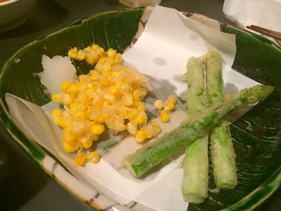 とうもろこしとアスパラの天ぷら！|lounge-kさん