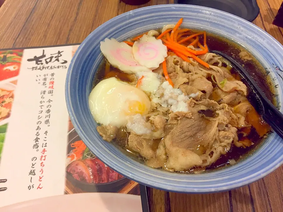 Hot spring egg with beef handmade udon|Sky Blueさん