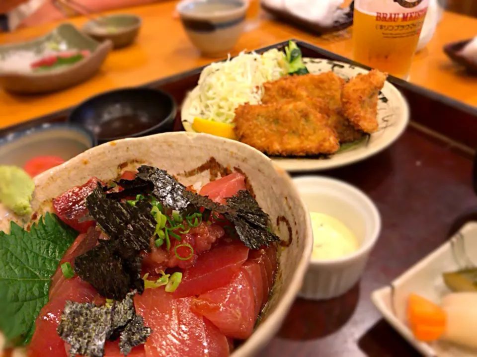 久しぶりのさしみやで、鯵のフライとマグロ丼定食、いただきまーす♪|ASuzukiさん