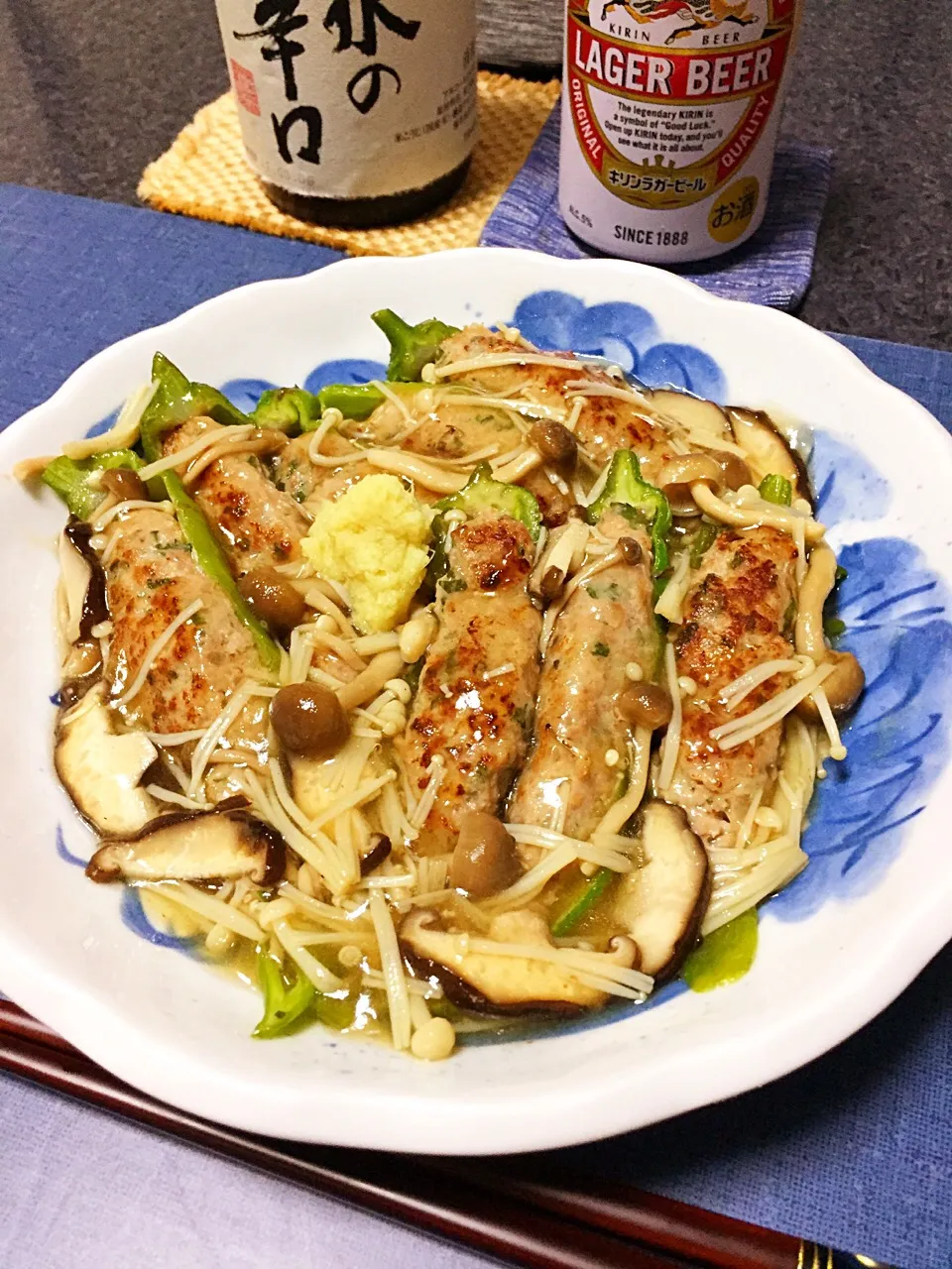 万願寺とうがらしの肉詰め きのこあんかけ|ほっけまんさん