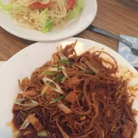 Snapdishの料理写真:dinner.  papaya salad and pad thai|marylouさん