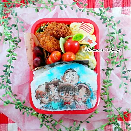 コナンで神戸市総体応援弁当
 #オブラートアート
 #アニメ弁当|みんなのあねごさん