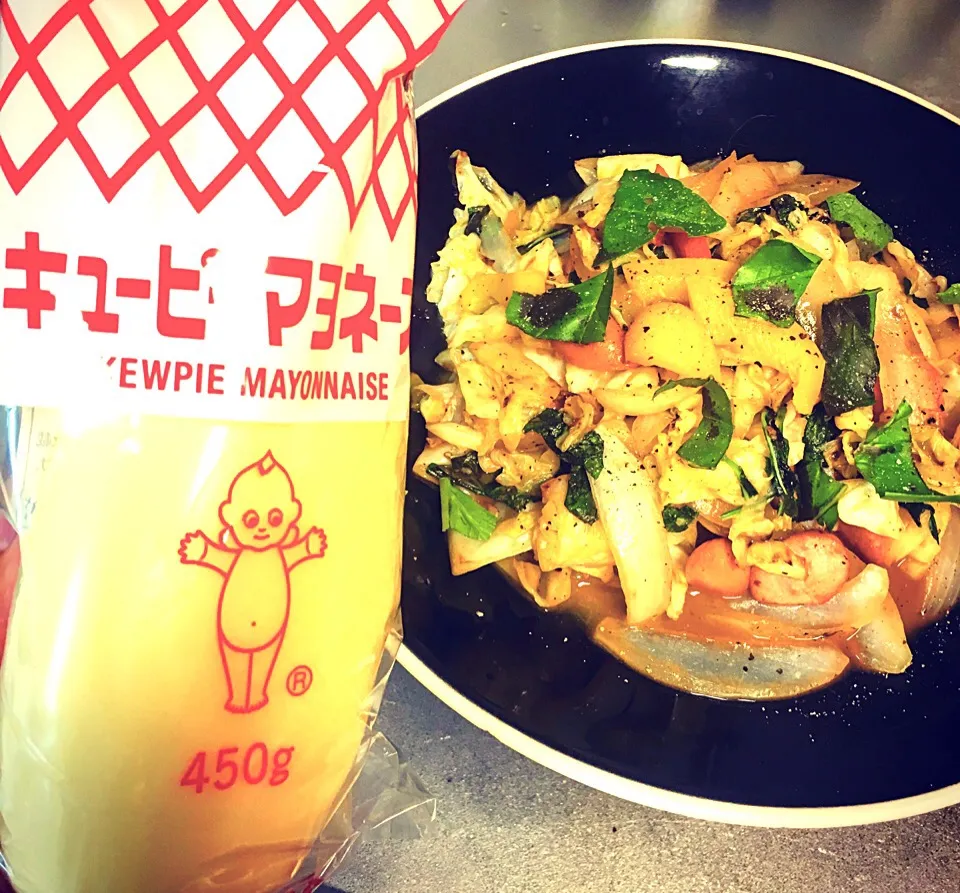 Snapdishの料理写真:キューピーマヨネーズの、夏野菜ソテー🍻|ヲルカさん