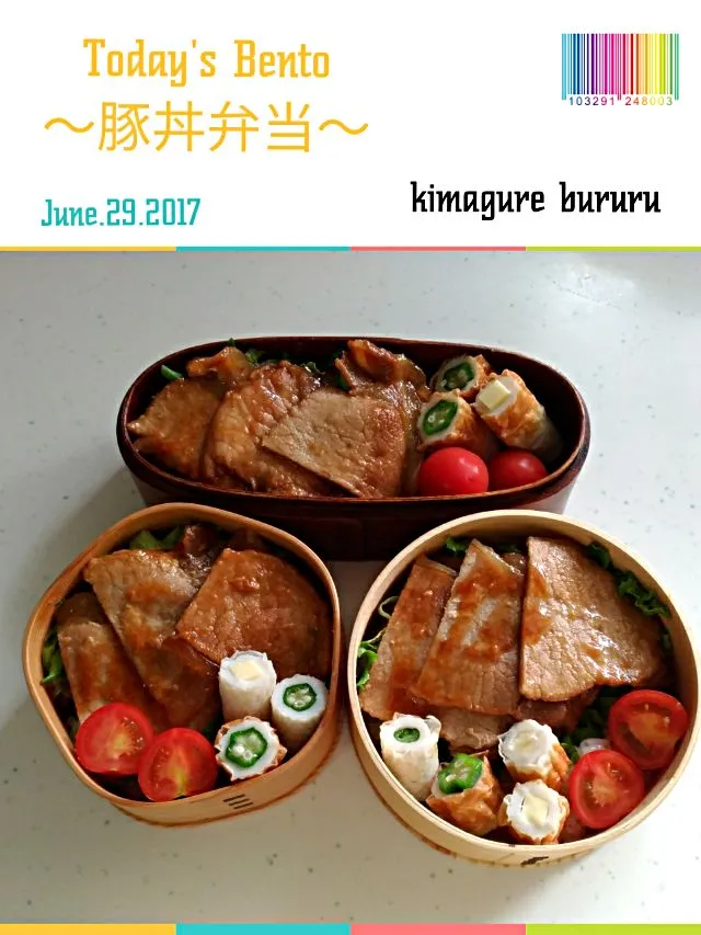 Snapdishの料理写真:2017.06.29～豚丼弁当|気まぐれぶるるさん