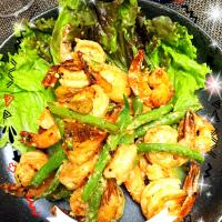 海老とインゲンのマヨ炒め.•*¨*•.¸¸♬