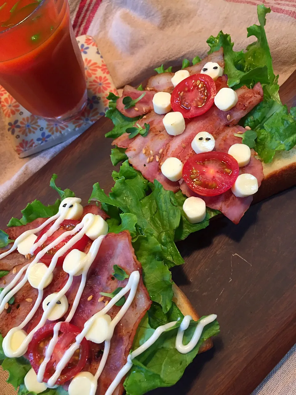 まぁちゃん😸💕のカリカリベーコンオープンサンド🥓💖お誕生日おめでとう🎉✨|ボンバーさん