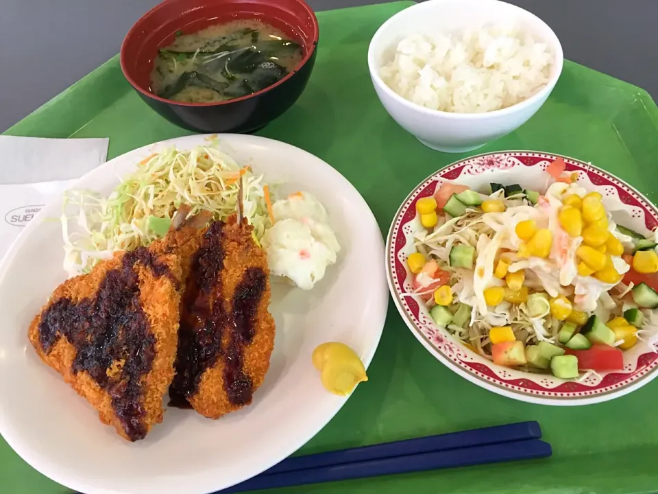 Snapdishの料理写真:あじフライ、スパゲティサラダ|Tadahiko Watanabeさん