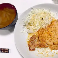 Snapdishの料理写真:豚肉の味噌漬け&とうがんの味噌汁