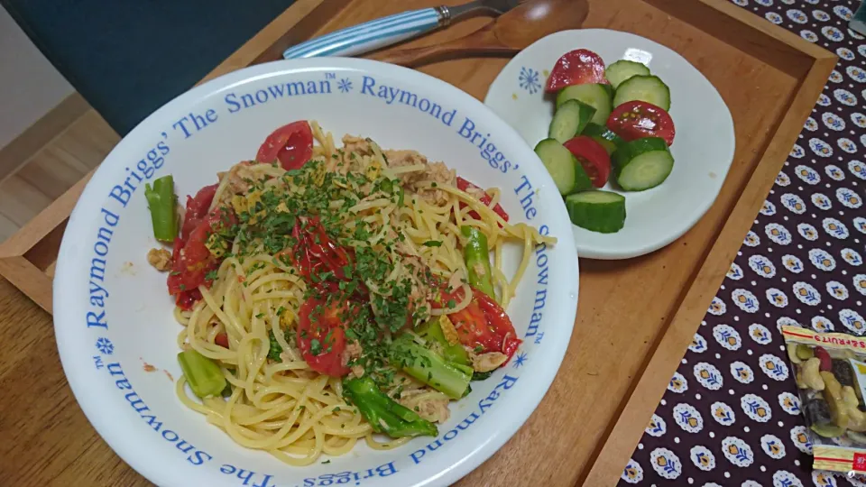 道の駅なるさわで買った野菜達のペペロンチーノ|わこさん