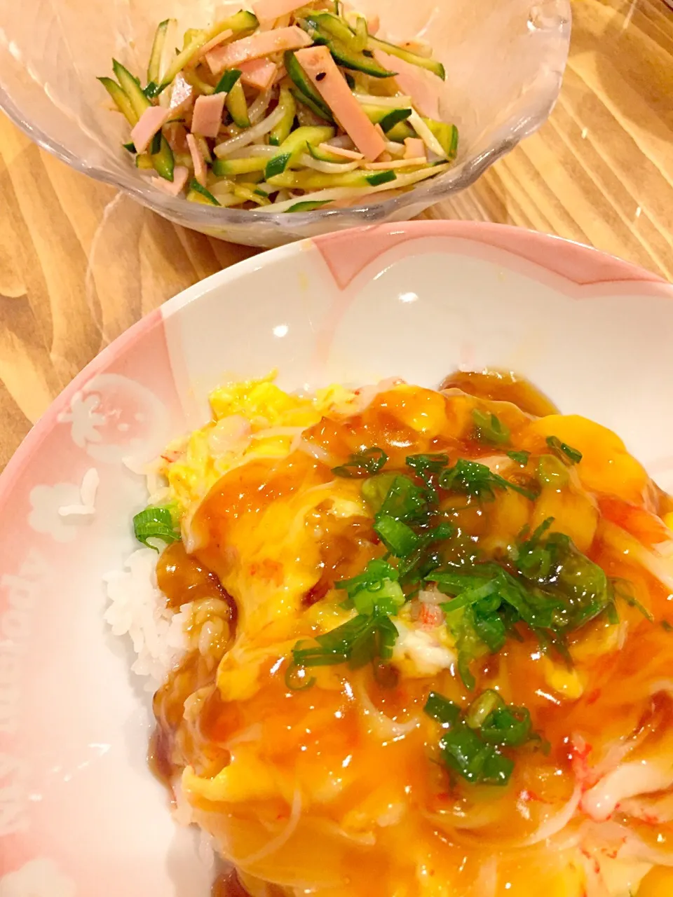 ♡今日の晩御飯♡
#天津飯#もやしの中華サラダ|りんりんさん