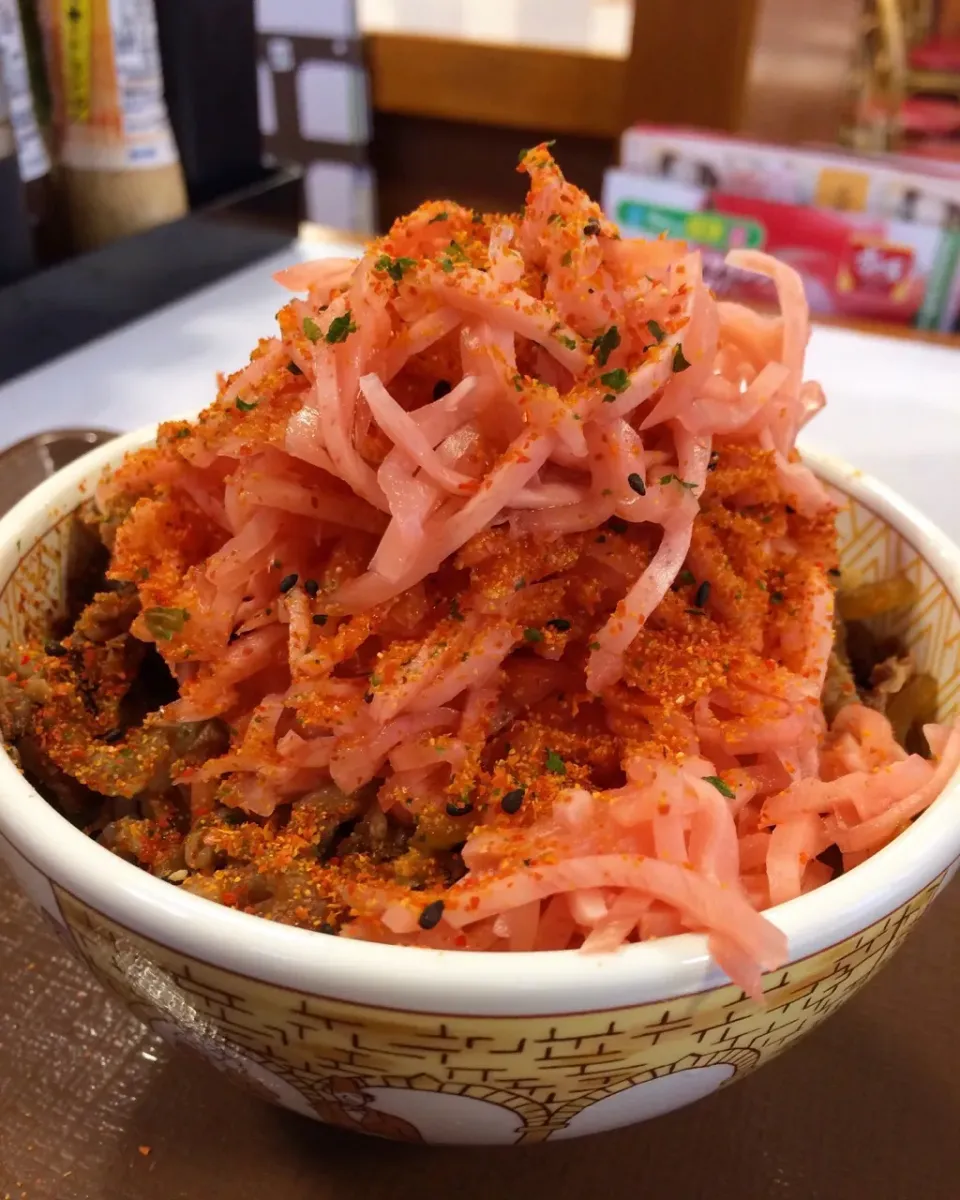 紅丼 すき家 牛丼 紅生姜丼|ガク魁‼︎男飯さん