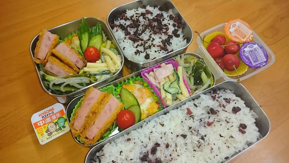 7月12日ハムカツとマカロニサラダとナムル弁当|あけみさん