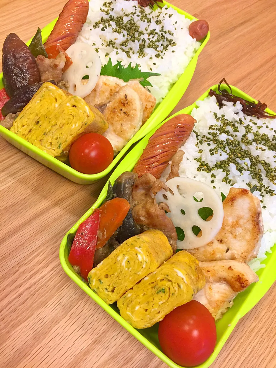 2017.7.12 中2＆高2男子メカジキ弁当〜*.(๓´͈ ˘ `͈๓).*
#中2弁当 #高2弁当 #お弁当 #メカジキのソテー|mari-pさん