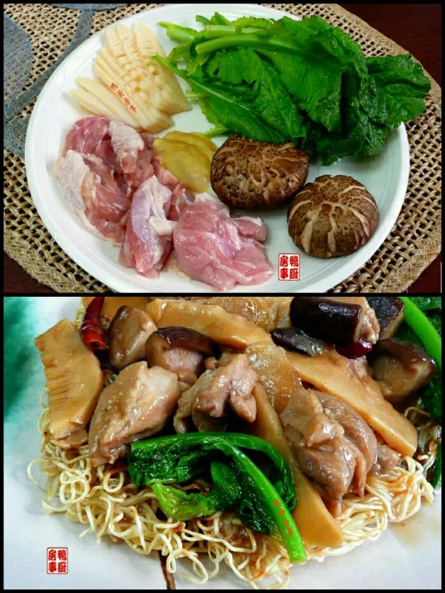 fried noodle with chicken, mushrooms and bamboo shoot|steven z.y.さん