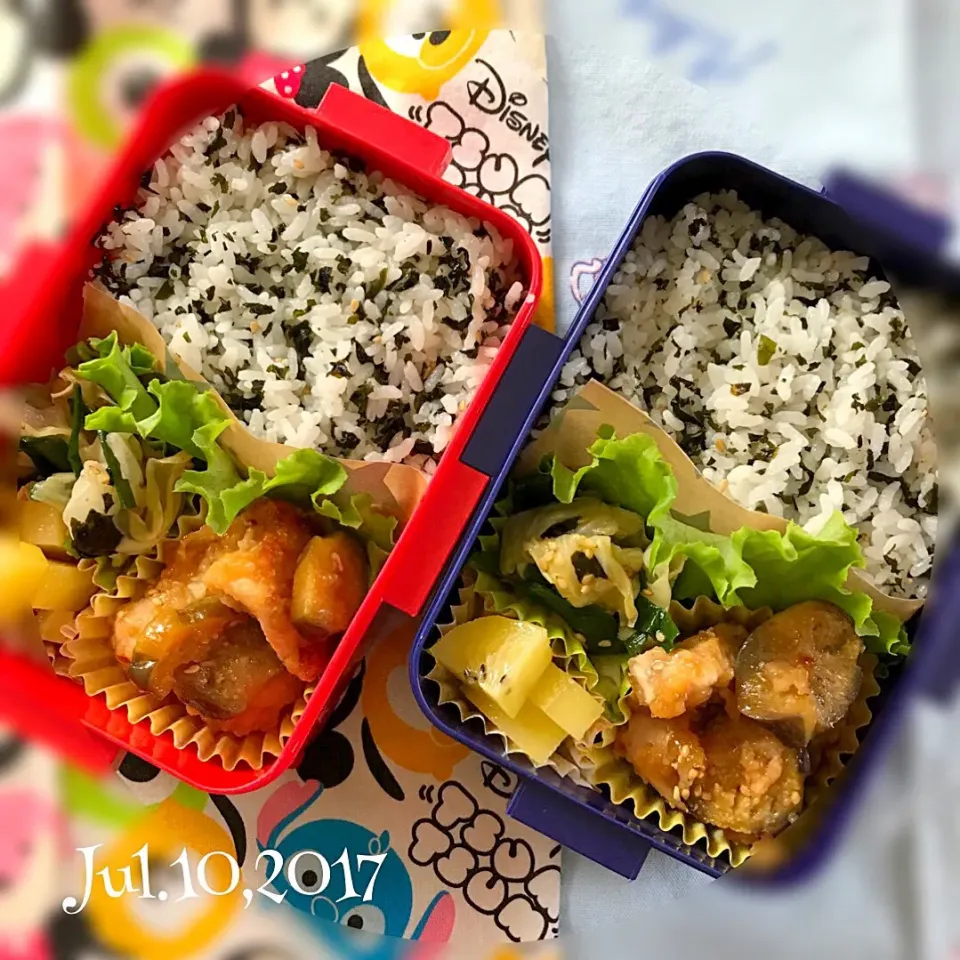 Snapdishの料理写真:7/10の #女子中学生弁当 は、鶏胸肉と茄子の甘酢炒めでした|Hiroko Kさん